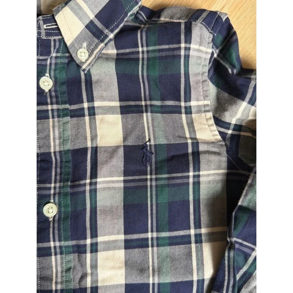 Ralph Lauren boys fall navy plaid shirt size 3 3T